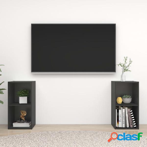 vidaXL Muebles para TV 2 uds aglomerado gris 72x35x36,5 cm