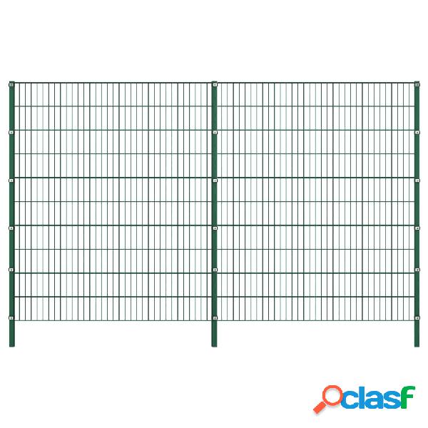 vidaXL Panel de valla con postes de hierro verde 3,4x2 m