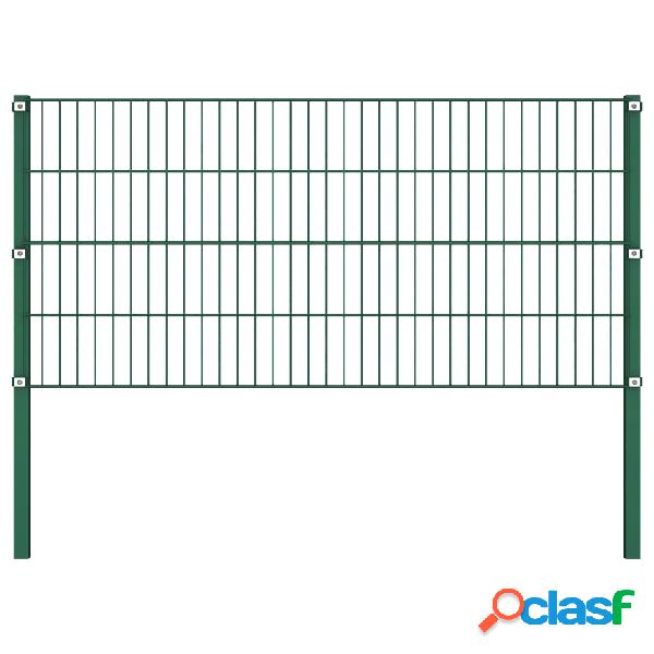 vidaXL Panel de valla con postes hierro verde 1,7x0,8 m