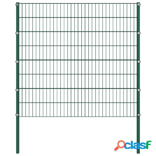 vidaXL Panel de valla con postes hierro verde 1,7x1,6 m