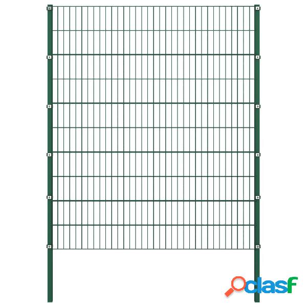 vidaXL Panel de valla con postes hierro verde 1,7x2 m