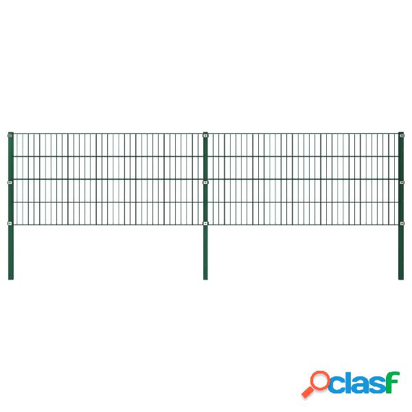 vidaXL Panel de valla con postes hierro verde 3,4x0,8 m