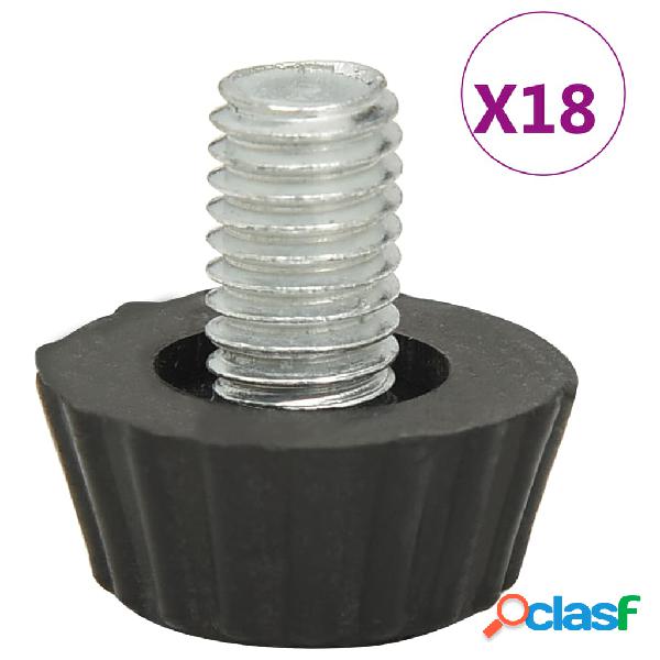 vidaXL Patas de mueble regulables M8 18 unidades negro