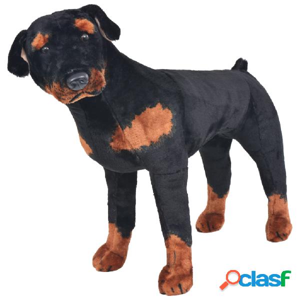 vidaXL Perro rottweiler de peluche de pie negro y marrón
