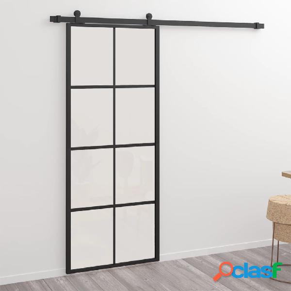 vidaXL Puerta corredera de aluminio y vidrio ESG 76x205 cm