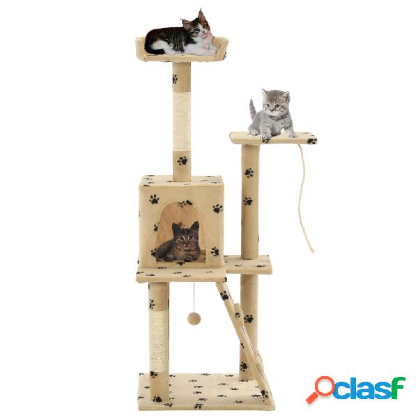 vidaXL Rascador para gatos con poste de sisal 120 cm huellas