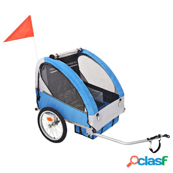 vidaXL Remolque de bicicleta para niños gris y azul 30 kg