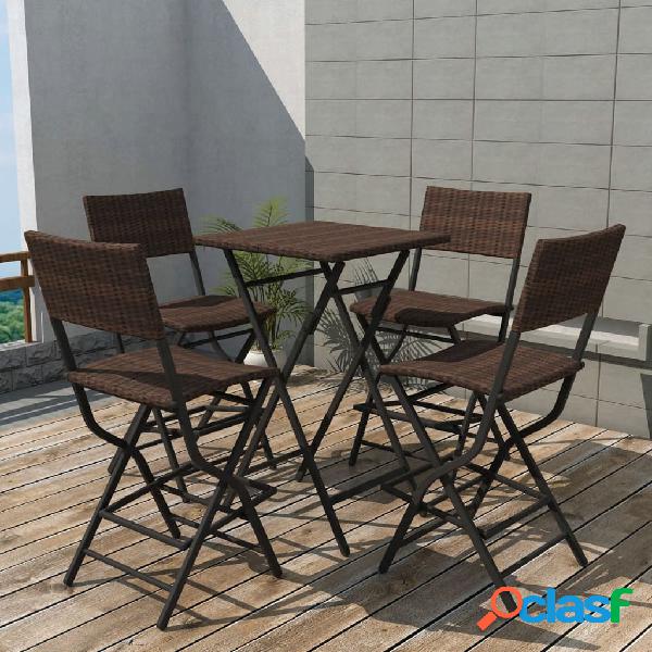 vidaXL Set comedor de jardín plegable 5 pzas poli ratán y