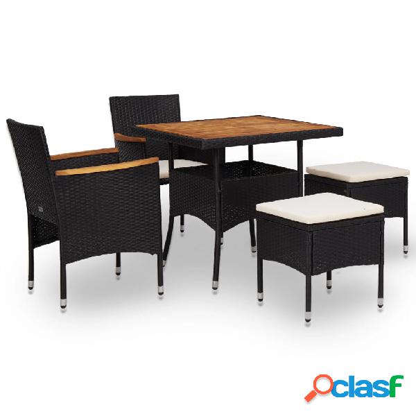 vidaXL Set comedor jardín 5 pzas ratán sintético y madera