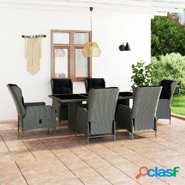 vidaXL Set comedor jardín 7 pzas y cojines ratán