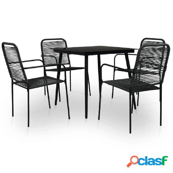 vidaXL Set de comedor de jardín 5 pzas cuerda de algodón y