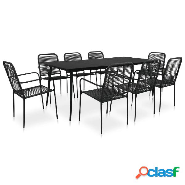 vidaXL Set de comedor de jardín 9 pzas cuerda de algodón y