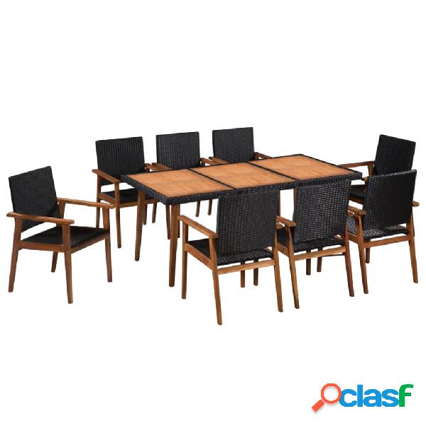 vidaXL Set de comedor de jardín 9 pzas ratán sintético