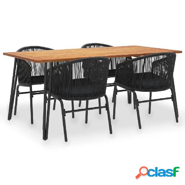 vidaXL Set de comedor jardín 5 pzas madera maciza acacia y