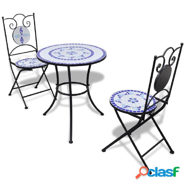 vidaXL Set de mesa y sillas de jardín 3 pzas con mosaico