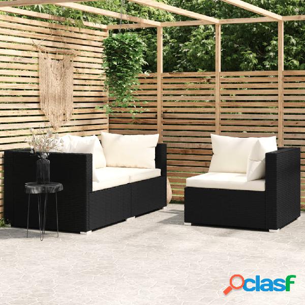 vidaXL Set de muebles de jardín 3 pzas y cojines ratán