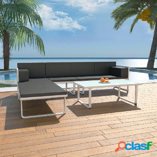 vidaXL Set de muebles de jardín 4 piezas y cojines aluminio
