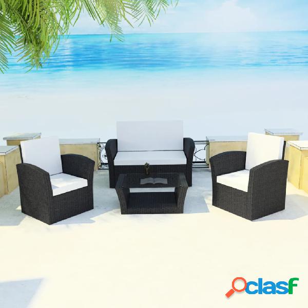 vidaXL Set de muebles de jardín 4 pzas y cojines ratán