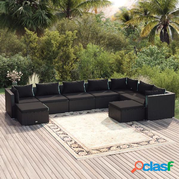 vidaXL Set de muebles de jardín 9 pzas y cojines ratán