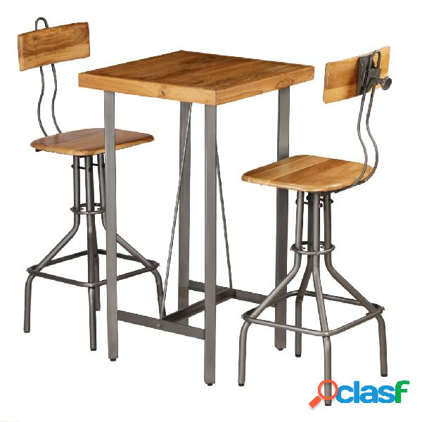 vidaXL Set mesa y sillas de bar madera teca maciza reciclada