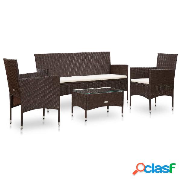 vidaXL Set muebles de jardín 4 piezas y cojines ratán