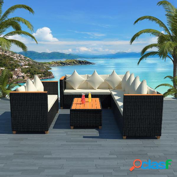 vidaXL Set muebles de jardín 5 piezas y cojines ratán