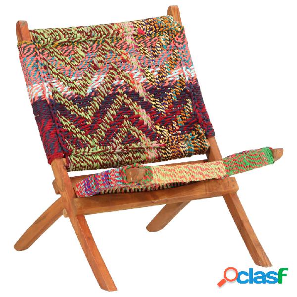 vidaXL Silla chindi plegable de tela multicolor