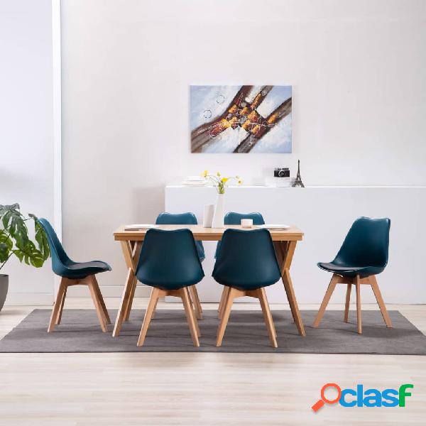 vidaXL Silla de comedor 6 unidades cuero artificial turquesa