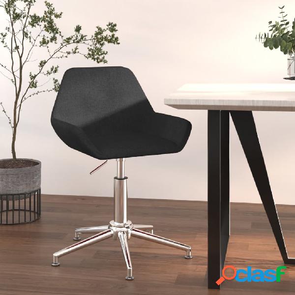 vidaXL Silla de comedor giratoria tela negro