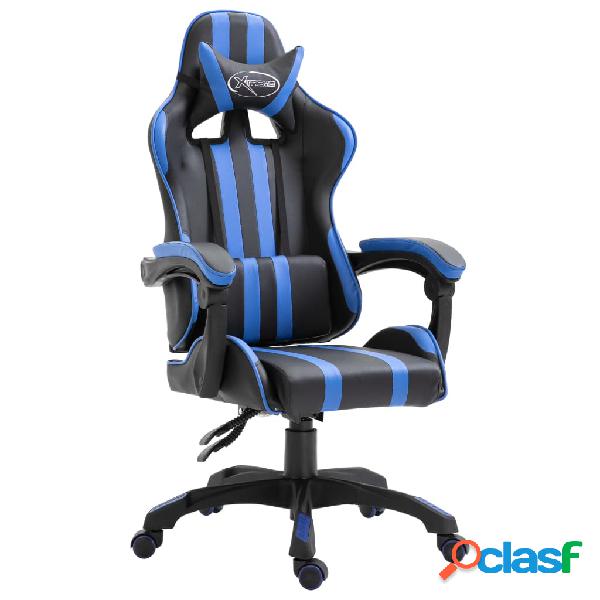 vidaXL Silla de gaming de cuero sintético azul