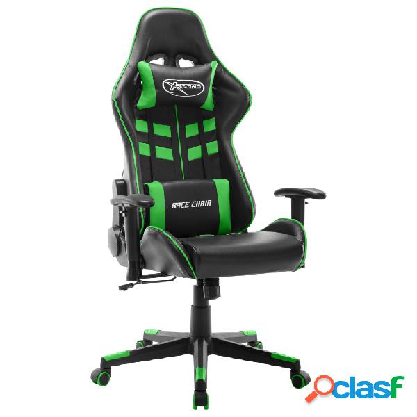 vidaXL Silla de gaming de cuero sintético negro y verde