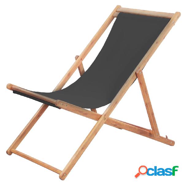 vidaXL Silla de playa plegable estructura de madera y tela