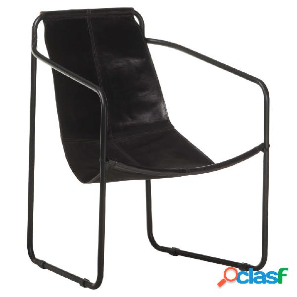 vidaXL Silla de relax de cuero auténtico negro