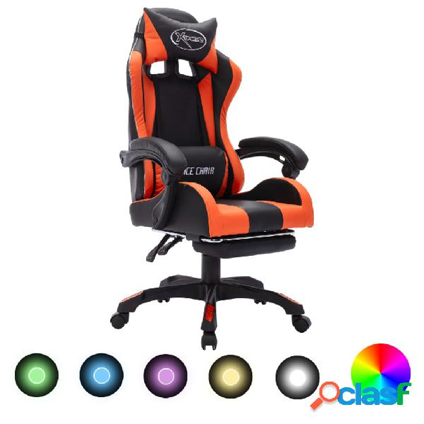 vidaXL Silla gaming con luces LED RGB cuero sintético