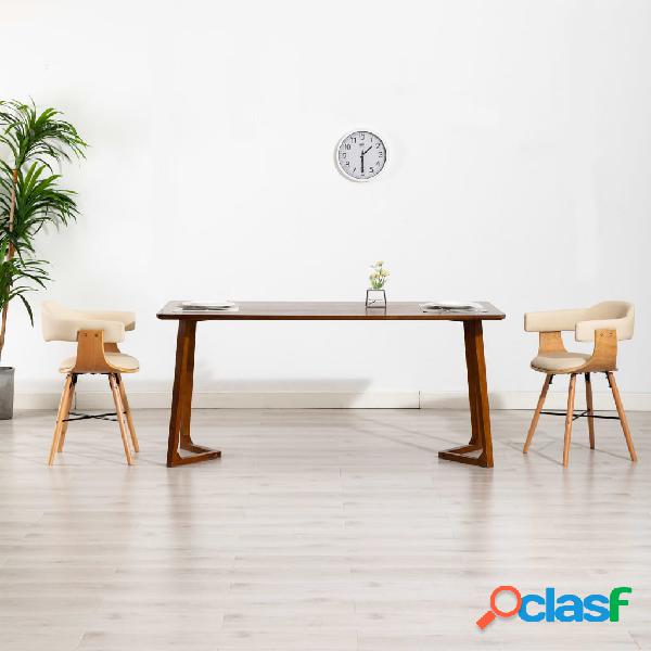 vidaXL Sillas de comedor 2 uds cuero sintético y madera