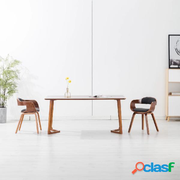 vidaXL Sillas de comedor 2 unidades tela y madera curvada
