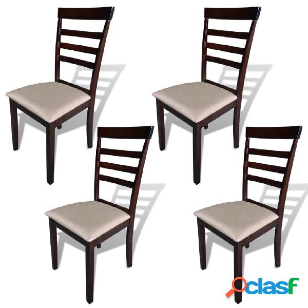 vidaXL Sillas de comedor 4 unidades madera maciza marrón y