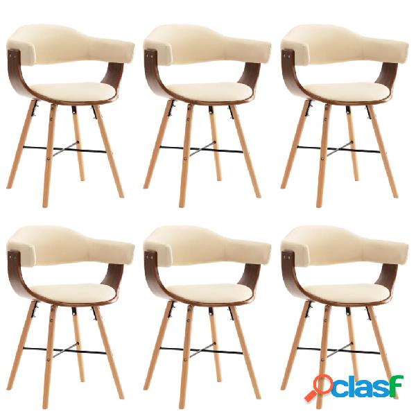 vidaXL Sillas de comedor 6 uds cuero sintético y madera