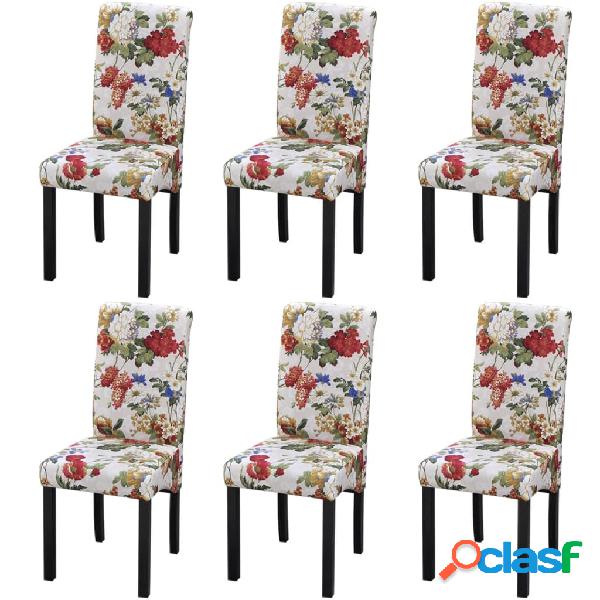 vidaXL Sillas de comedor 6 unidades tela multicolor