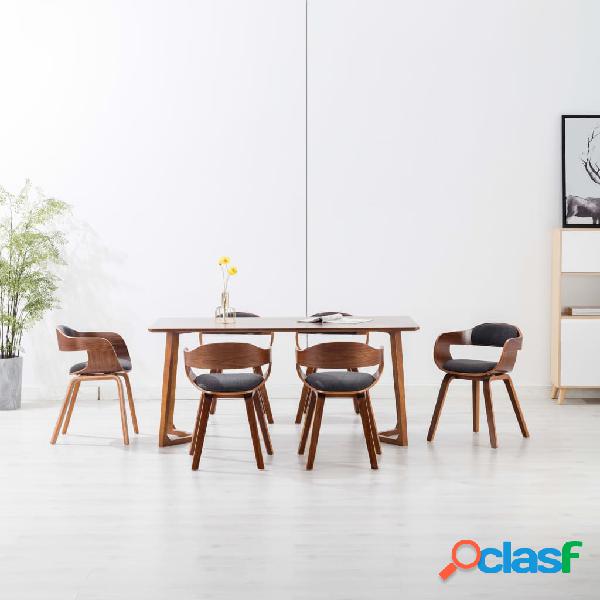 vidaXL Sillas de comedor 6 unidades tela y madera curvada