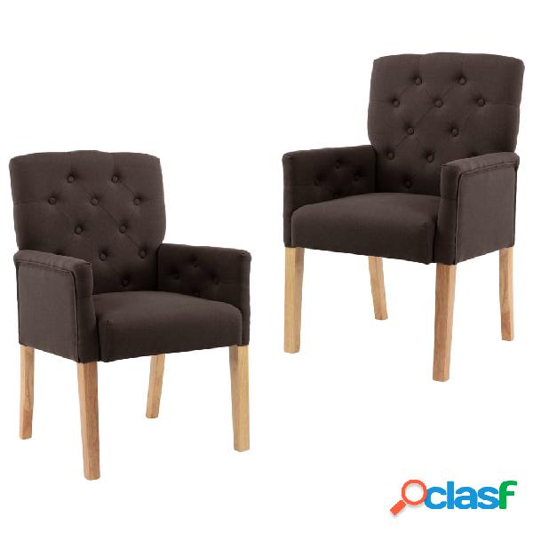 vidaXL Sillas de comedor con reposabrazos 2 unidades tela
