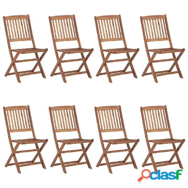 vidaXL Sillas de exterior plegables 8 uds madera maciza