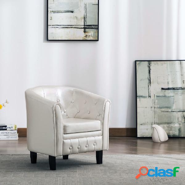 vidaXL Sillón con diseño de cubo cuero sintético blanco