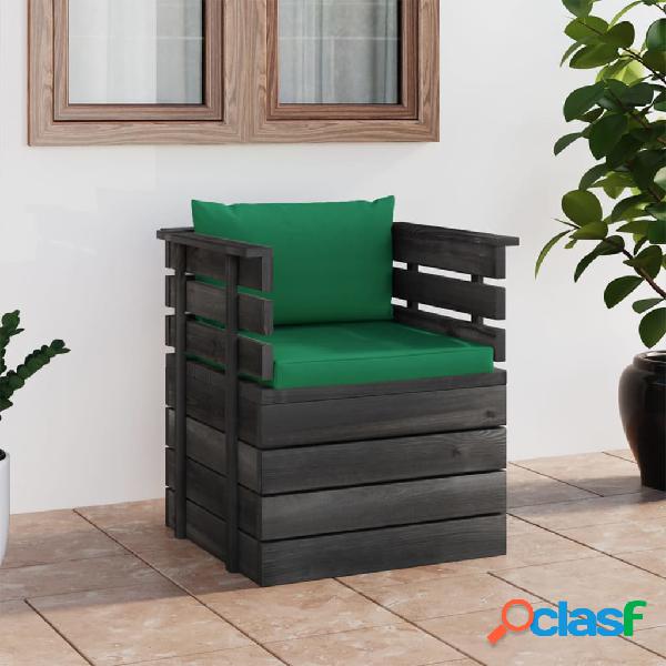 vidaXL Sillón de jardín con cojines madera de pino