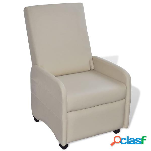 vidaXL Sillón plegable de cuero sintético color crema