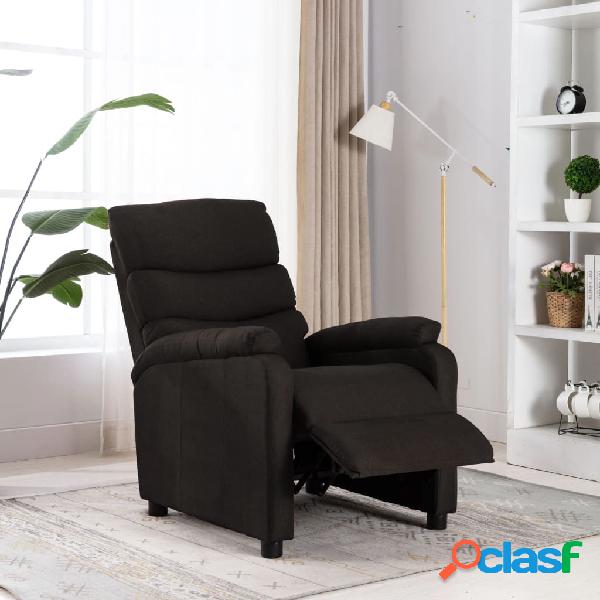 vidaXL Sillón reclinable de tela marrón oscuro