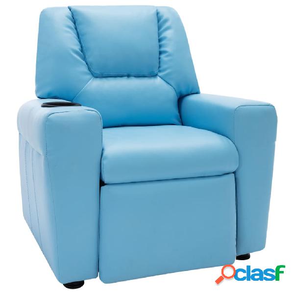 vidaXL Sillón reclinable para niños cuero sintético azul