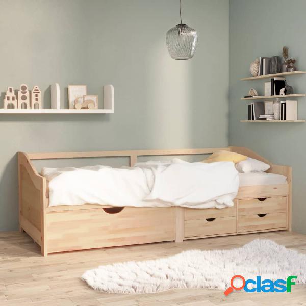 vidaXL Sofá cama 3 plazas con cajones madera maciza pino