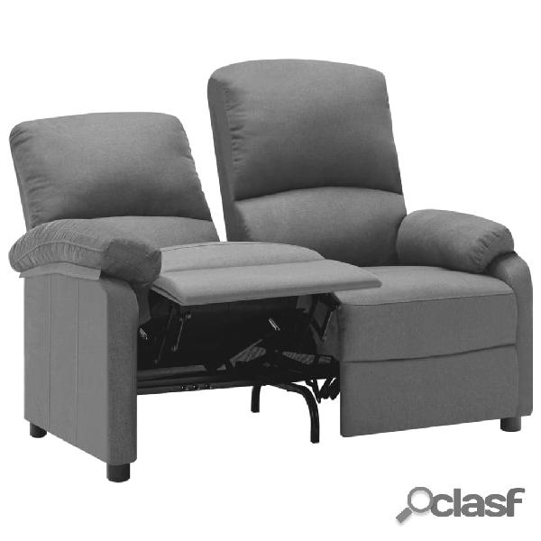 vidaXL Sofá reclinable de 2 plazas de tela gris claro