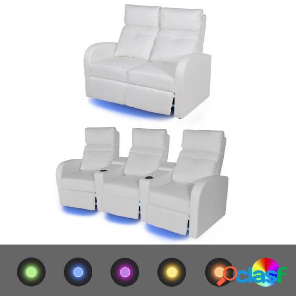 vidaXL Sofás reclinables LED 2 uds 2+3 plazas cuero